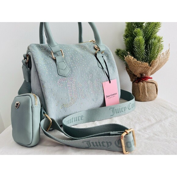 JUICY COUTURE LET IT SHINE SATCHEL BAG COOL BLUE Brand New With Tags - Picture 3 of 10